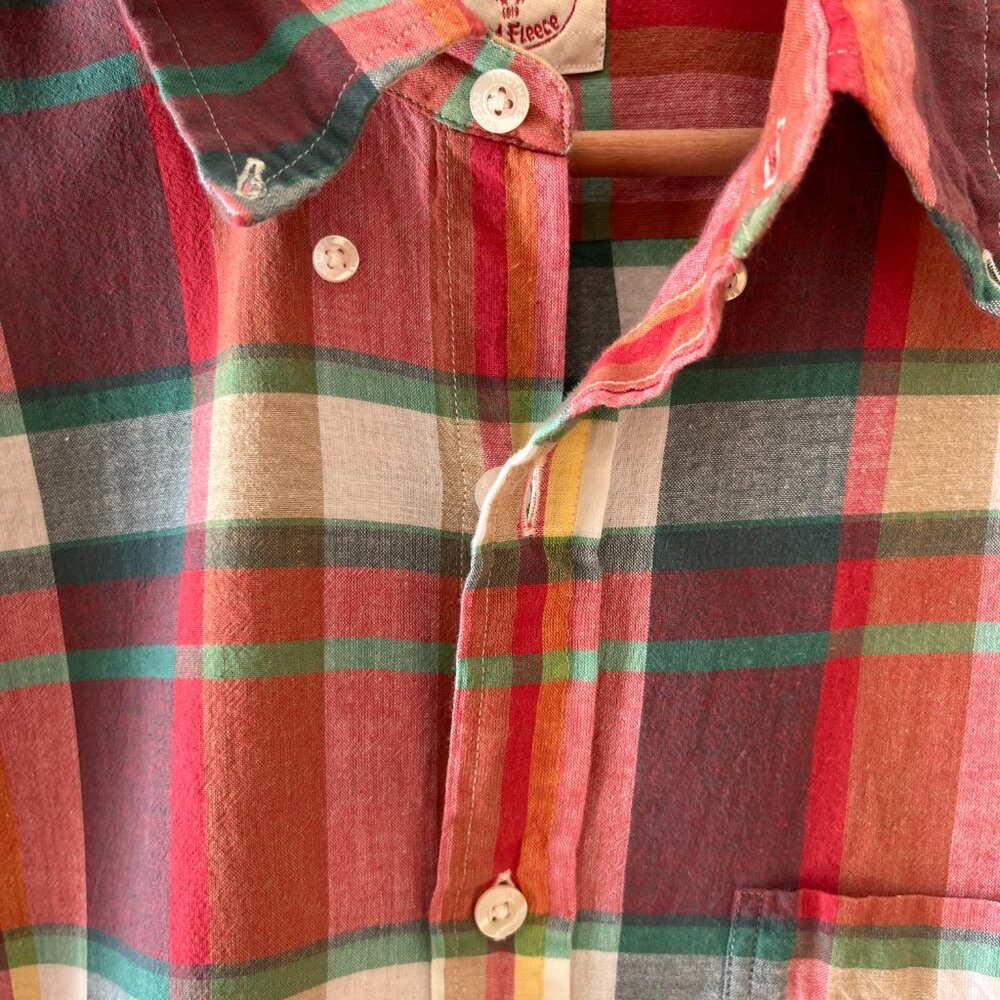 Brooks Brothers Sz L Red Fleece Plaid Button Down Shirt‎ Chest Pocket - Picture 3 of 8